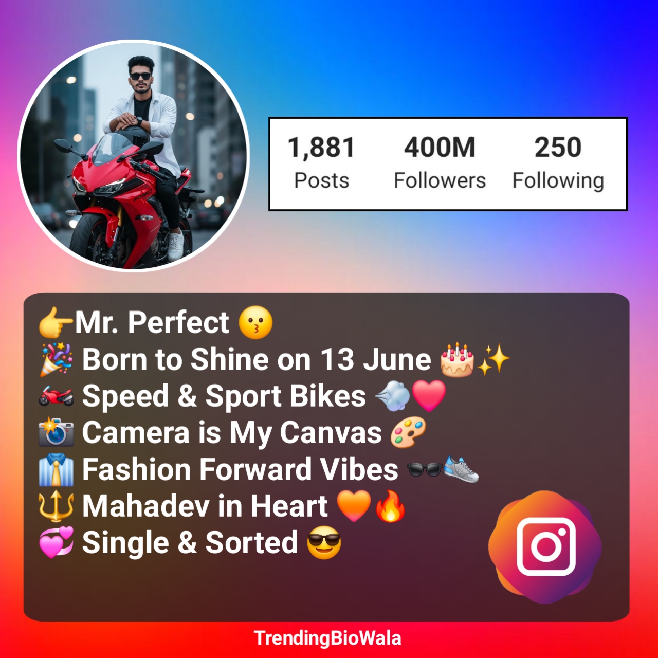 Bike Rider Bio For Instagram For Boy