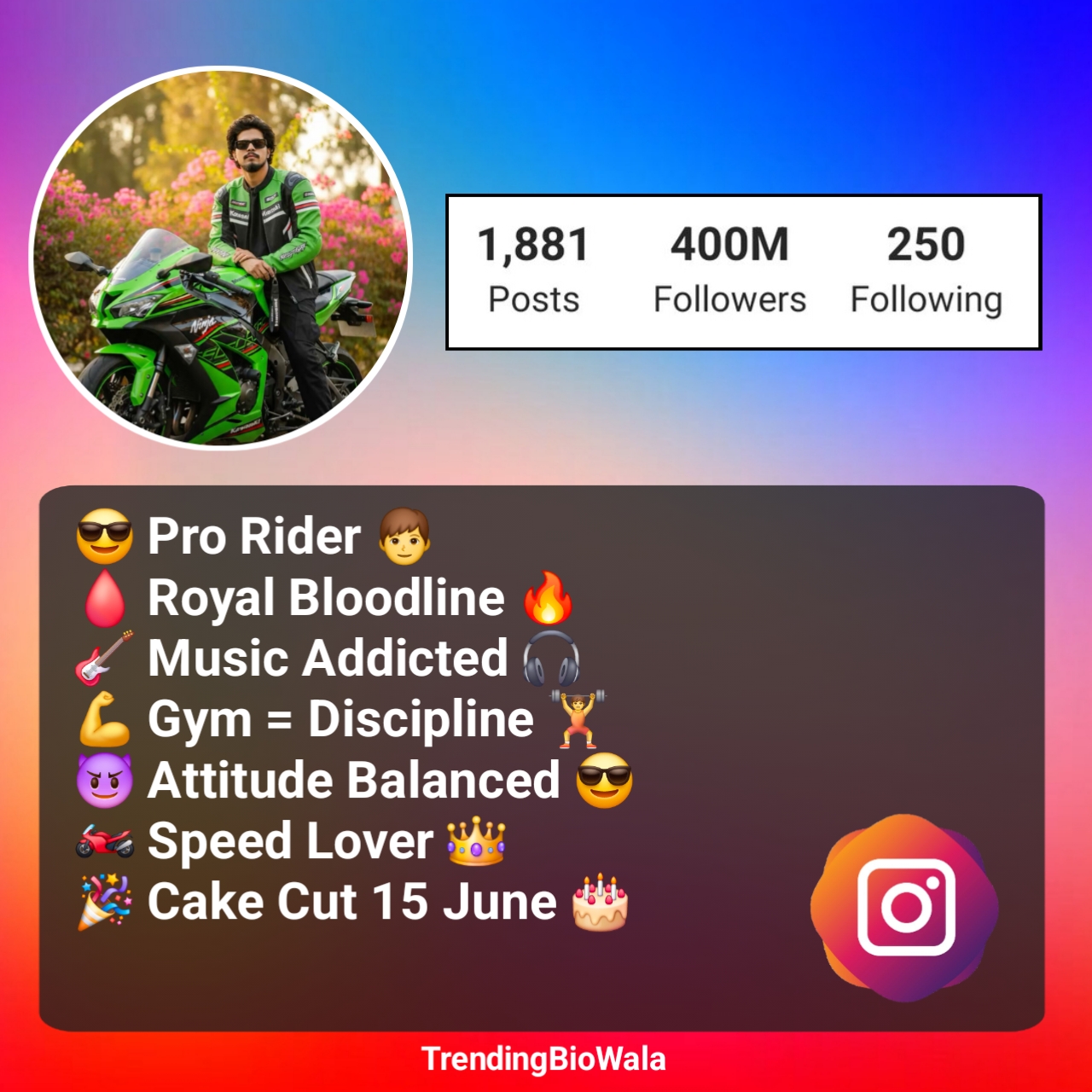 Stylish Instagram Bio For Bike Riders