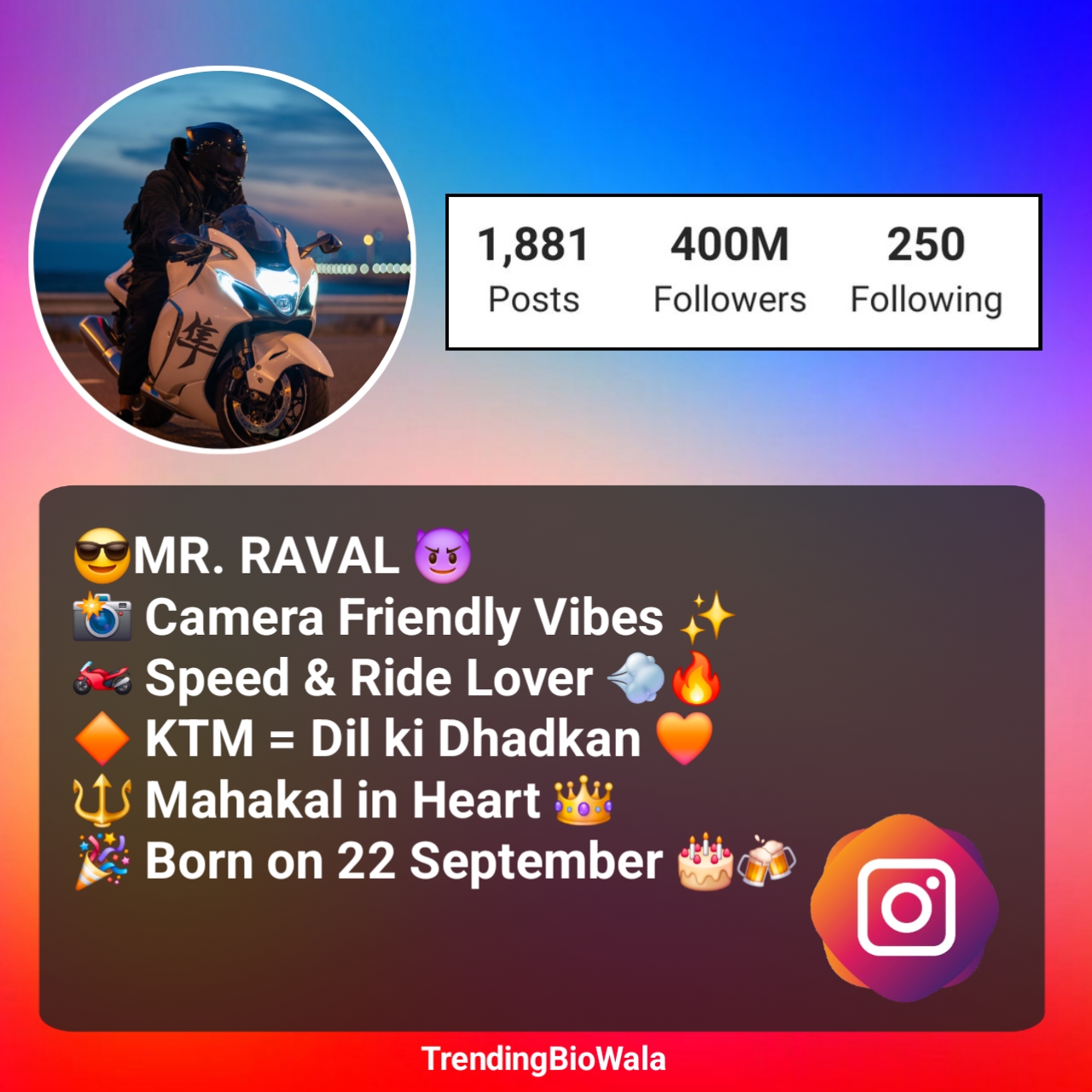 Bike Rider Bio For Instagram
