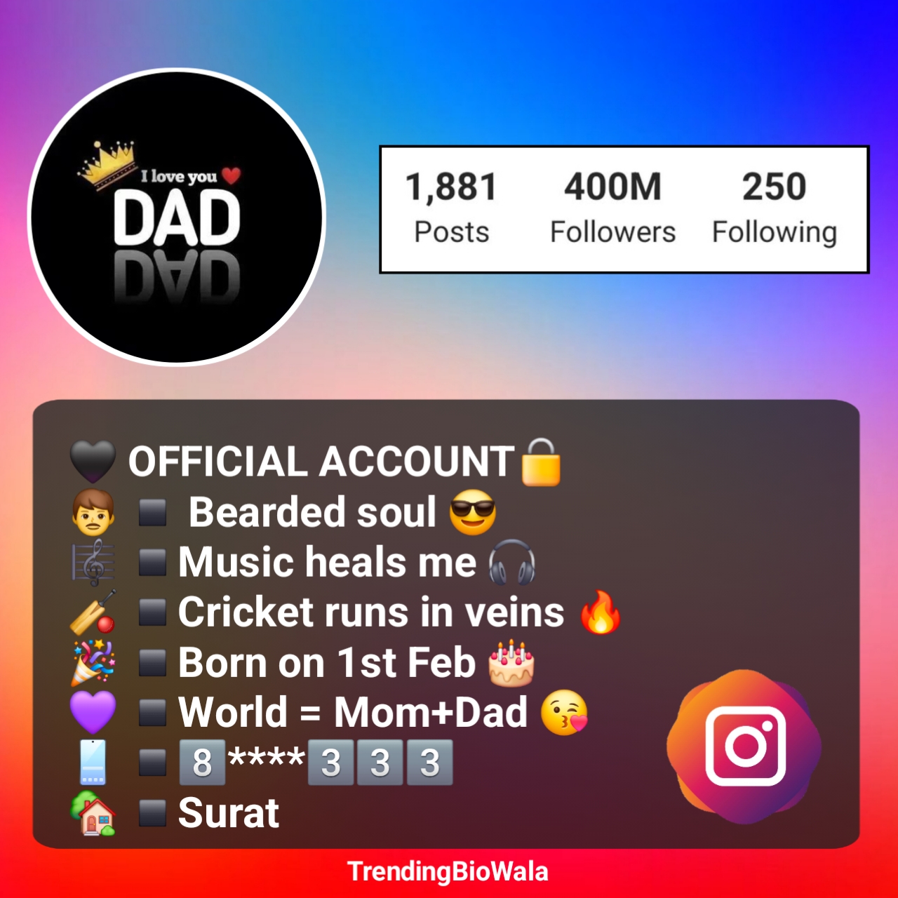 Instagram Bio Mom Dad