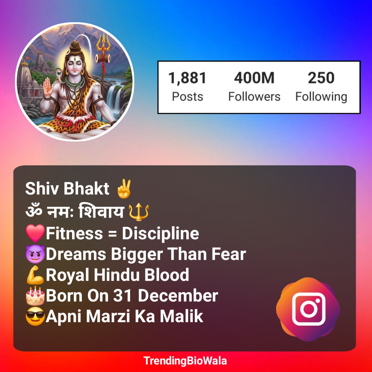 Mahakal Bio For Instagram For Boy