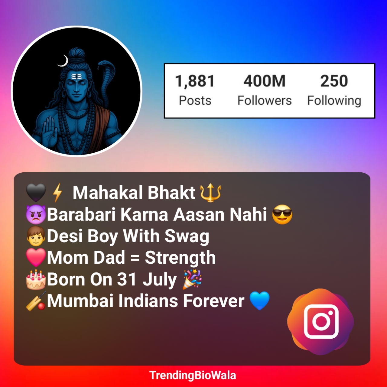 Instagram Bio Mahakal Bhakt
