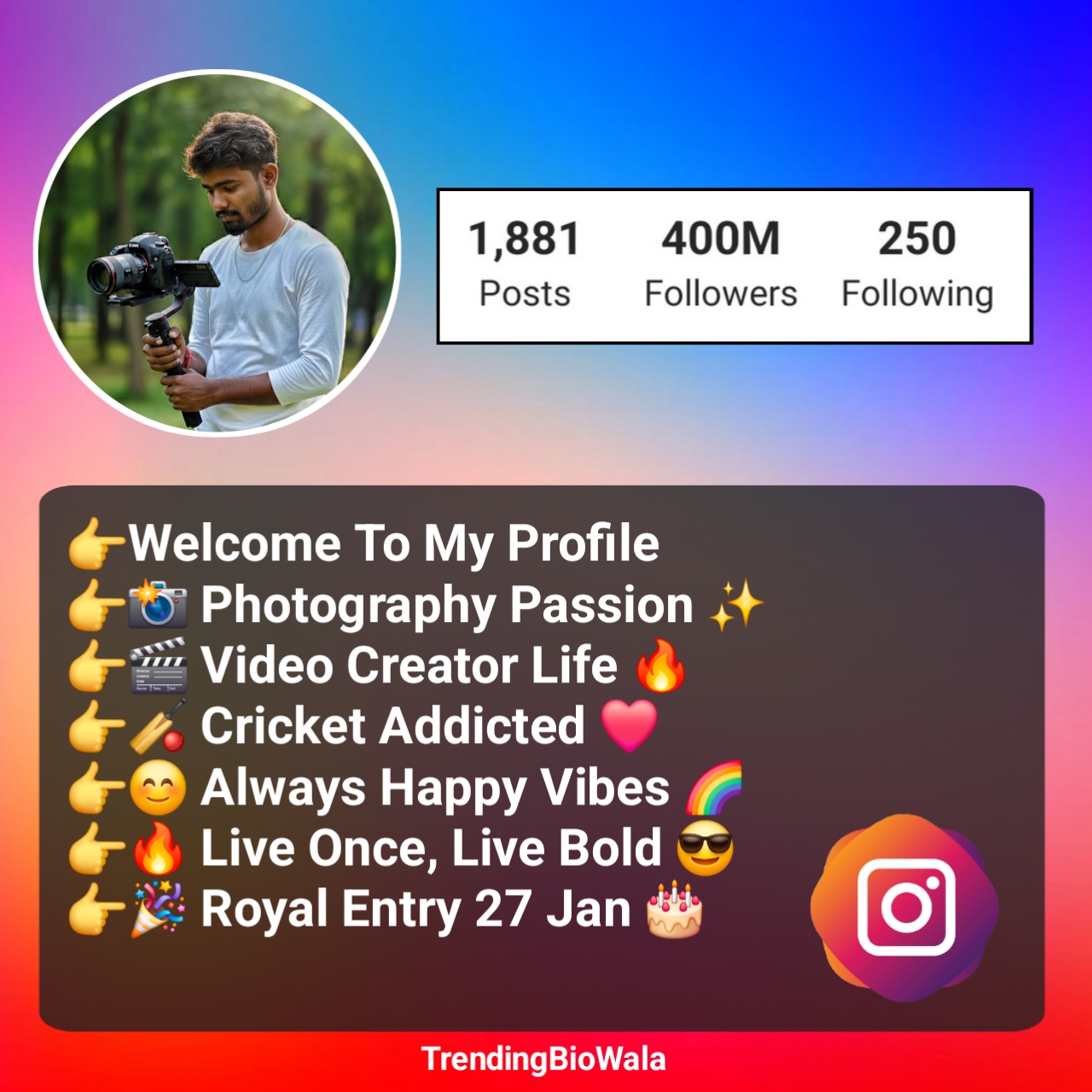 Video Creator Bio For Instagram With Emoji