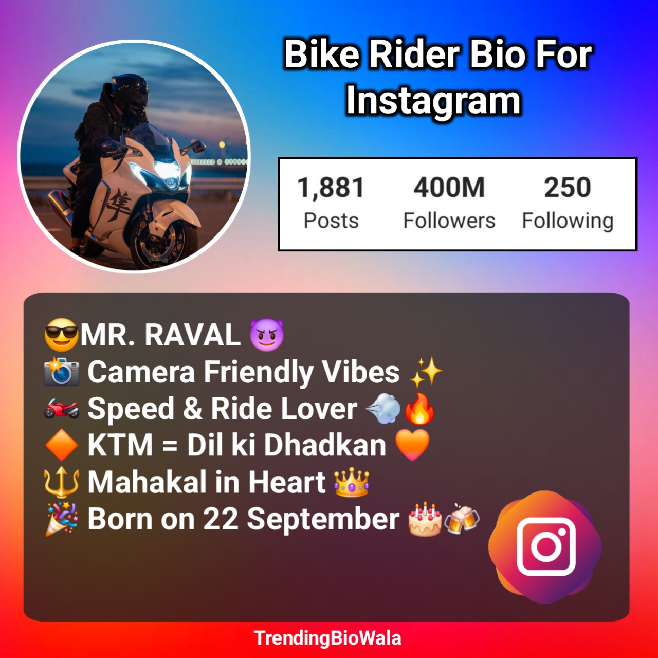 Bike Rider Bio For Instagram