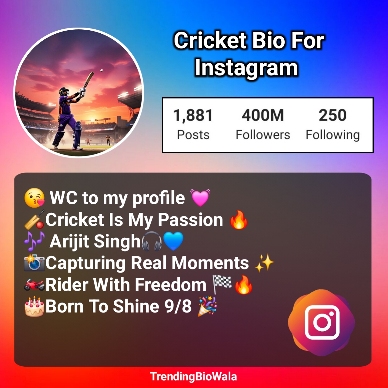 Cricket Bio For Instagram