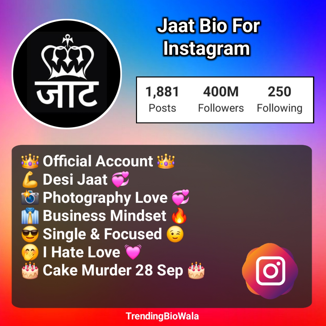 Jaat Bio For Instagram