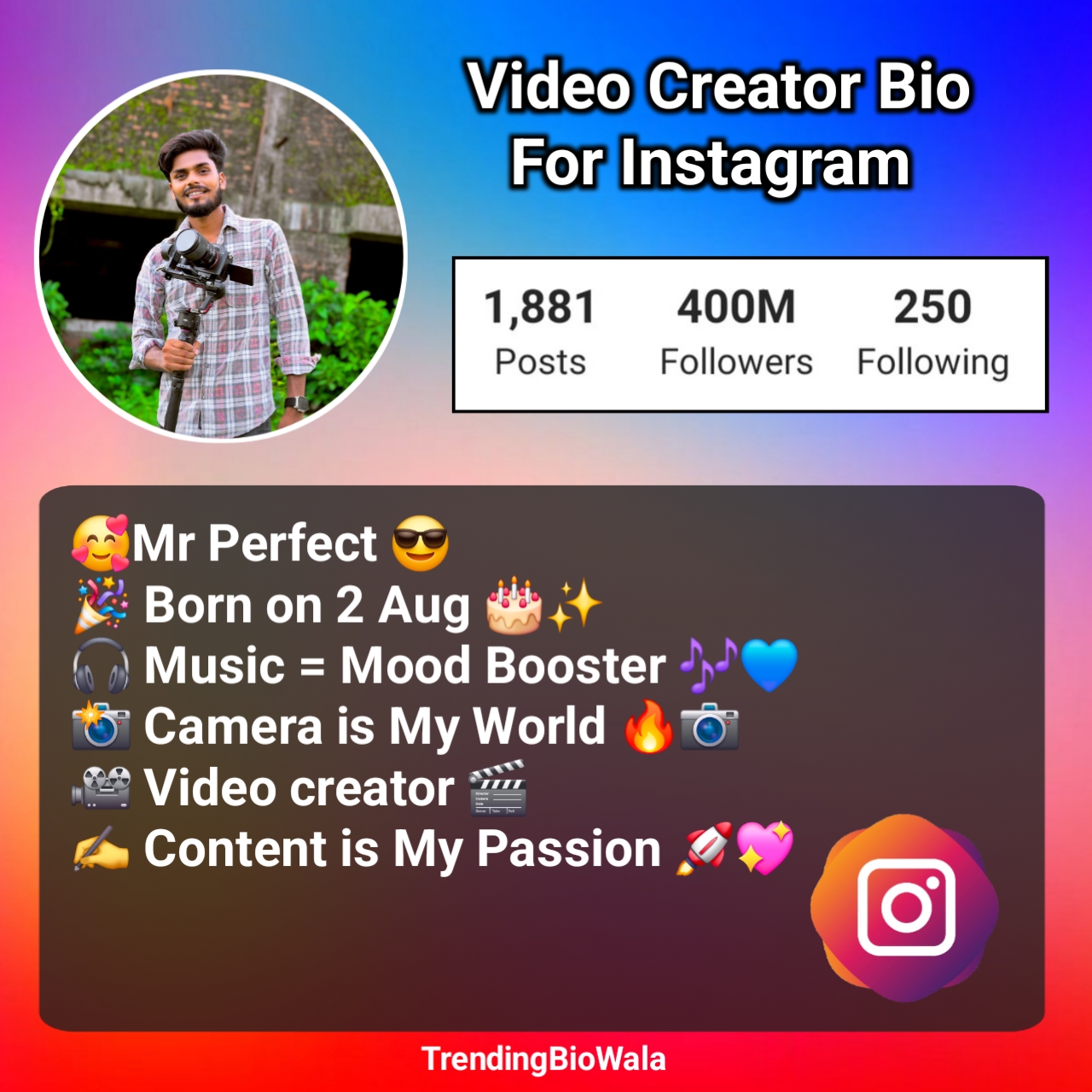 Video Creator Bio For Instagram