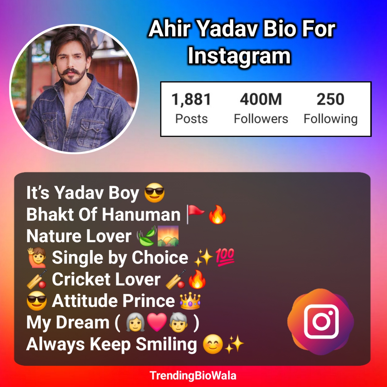Yadav Bio For Instagram